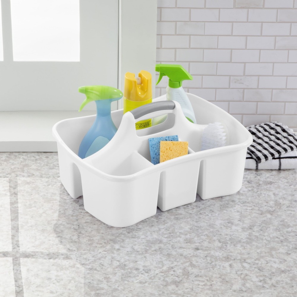 3 Pack Divided Ultra Bath Caddy Plastic Bathroom Organizer Storage Box White US