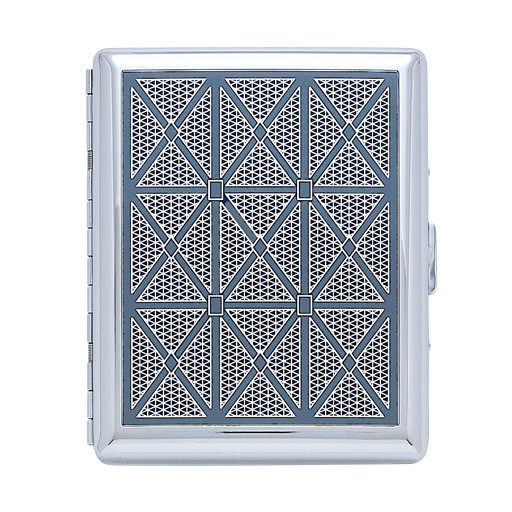 NEW 100mm CIGARETTE &/OR MULTI USE HIGH POLISHED CHROME CASE w/ GEOMETRIC DESIGN