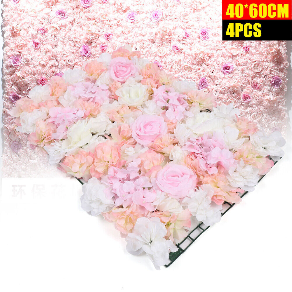 Artificial Rose Silk Flower Wall Panel Wedding Party Backdrop Decor 60cmX40cm