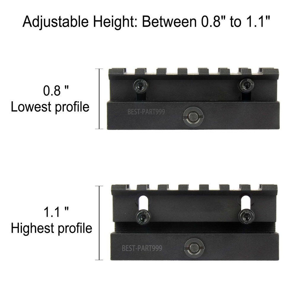 Quick Release Adjustable Height Picatinny Riser Mount - 7 Slot