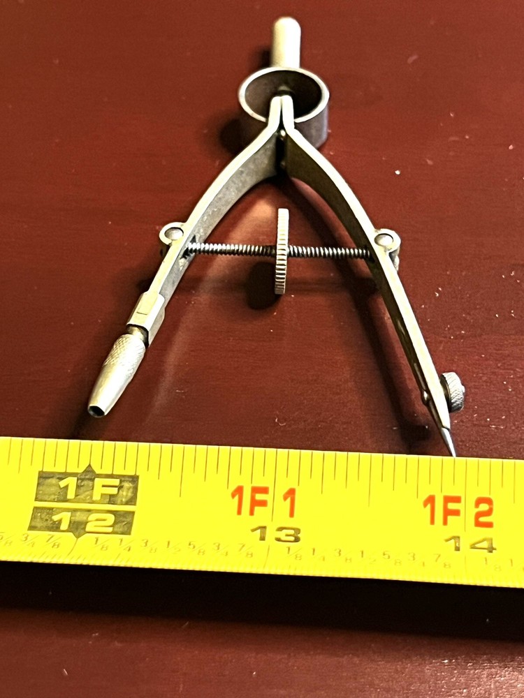 Vintage Drafting Compass Engineer Geometry Tool Metal Divider Compass