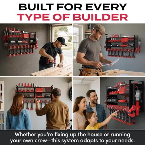 Power Tool Organizer Wall Mount - Power Tool Storage Rack with 3 Shelves, 8