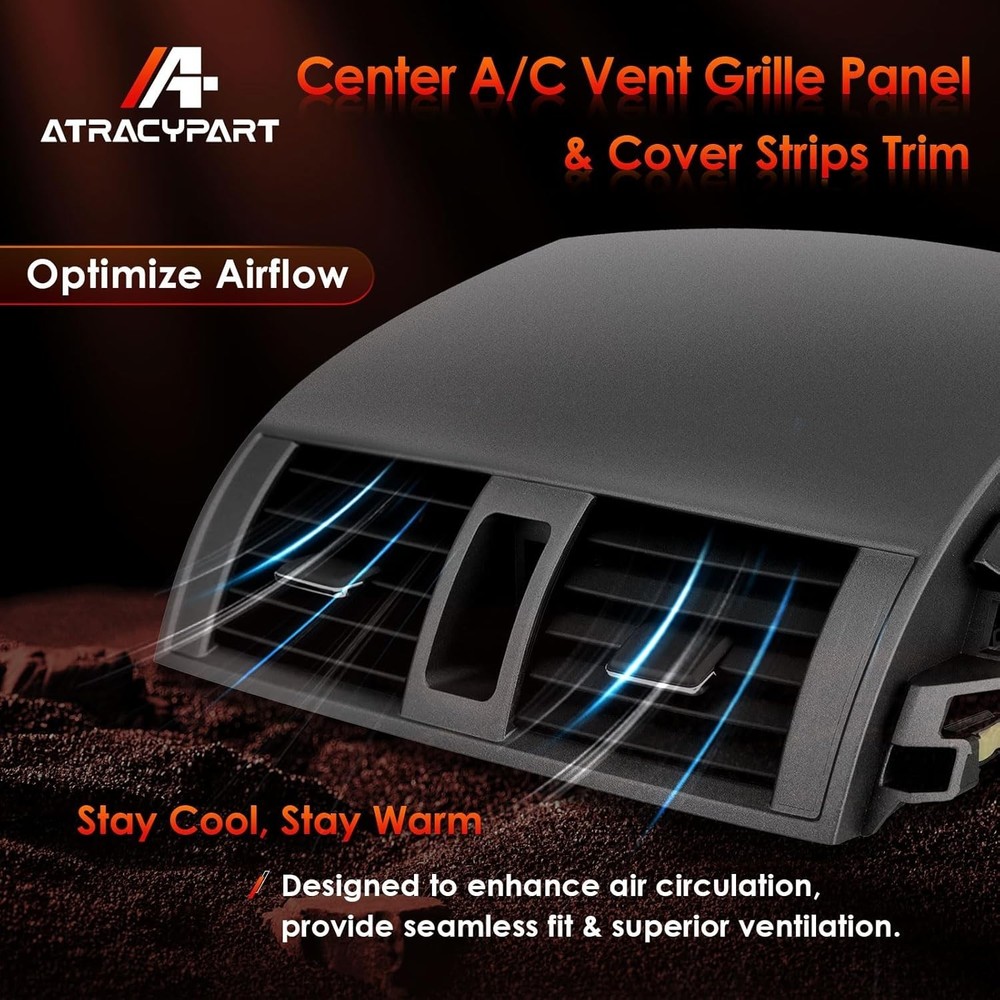 OEM Quality Replacement A/C Vent for 2008-2013 Corolla - Includes Trim Strips