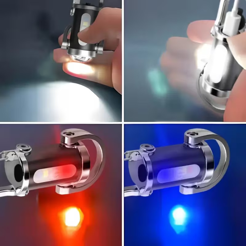 2 X Rechargeable Multi-Mode Mini Keychain Flashlight, 300LM LED work light