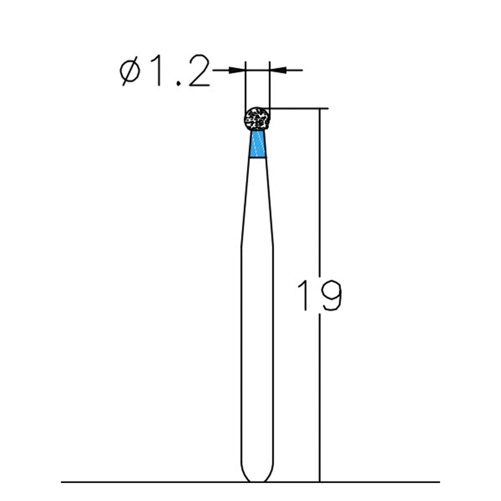 Spherical 1.2 mm Dia Medium Grit Diamond Bur 5/Pack [1598-BR46]