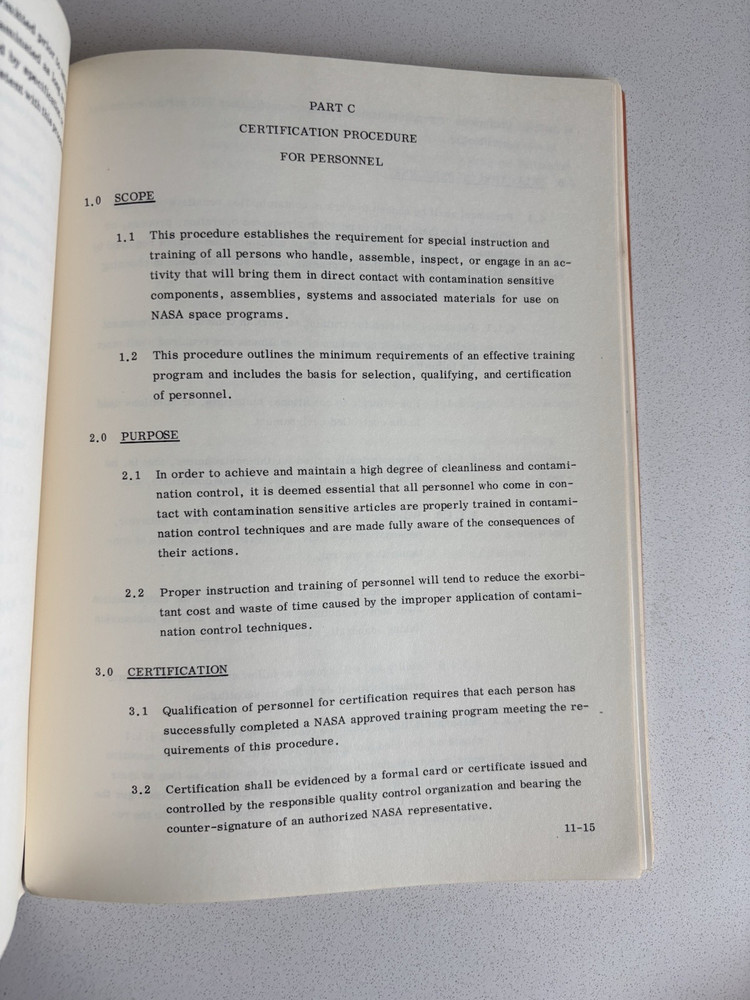 NASA Apollo Handbook For Contamination Control Program 1966 Manned Space Flight