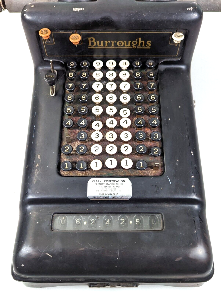 Rare Vintage Burroughs Adding Machine 3-754854