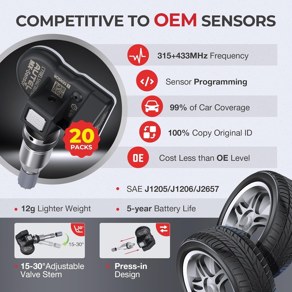 20PCS Autel MX-Sensor Programmable TPMS Sensor for Universal Tire Pressure Tool