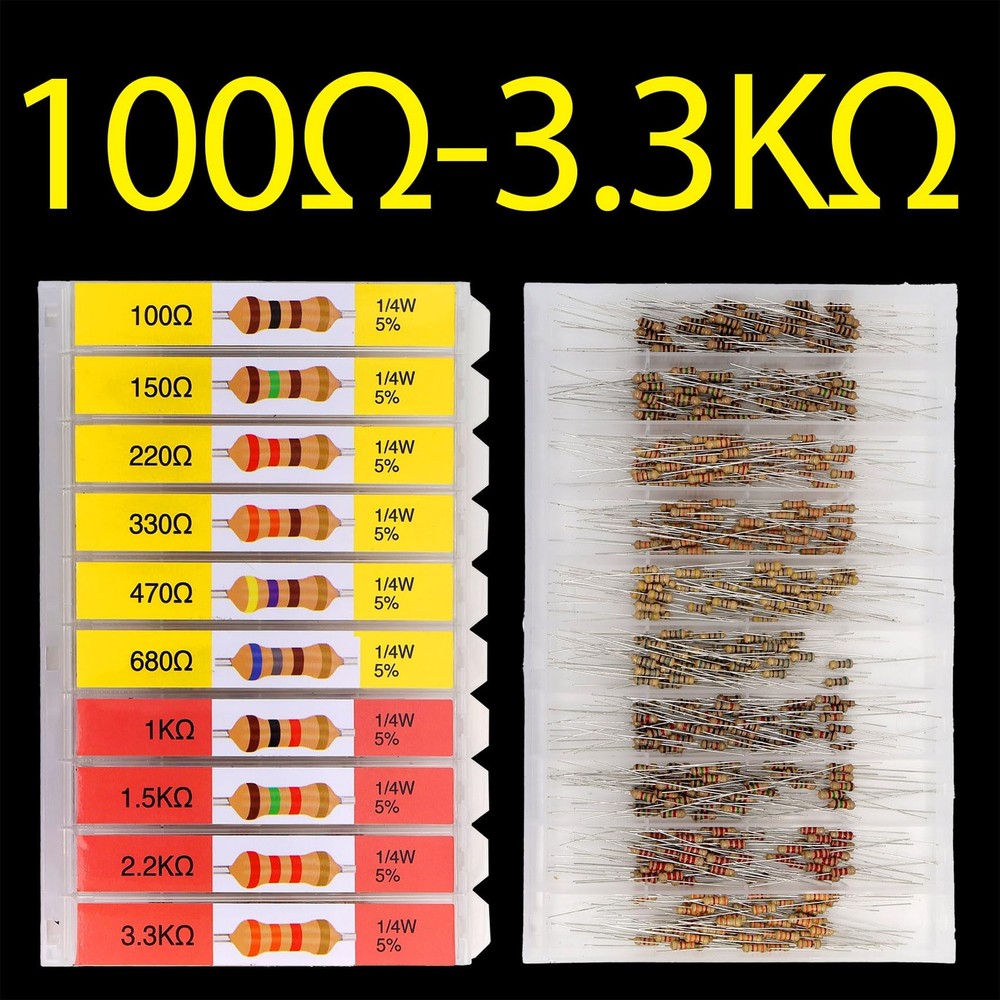 EEEEE 100 Ohm - 1M with 5% Carbon Resistor Assortment Kit and Color coded