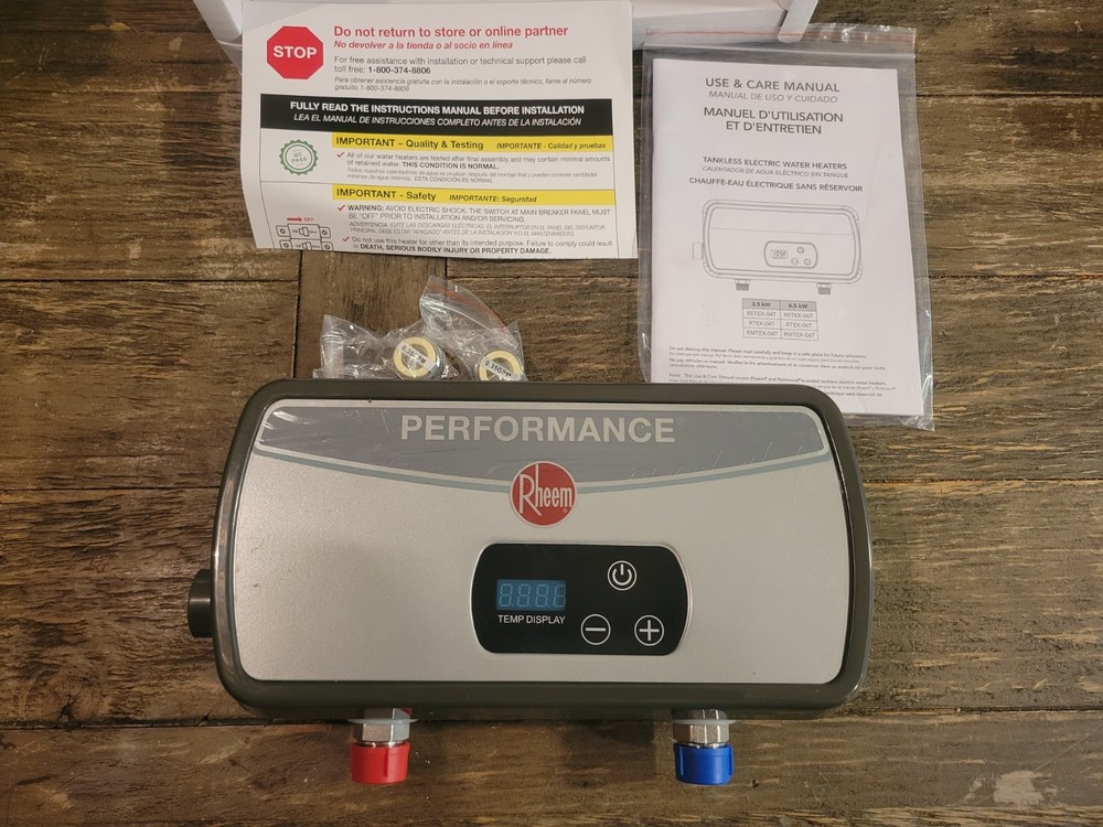 Rheem RETEX04 Electric Tankless Water Heater - Gray Read”