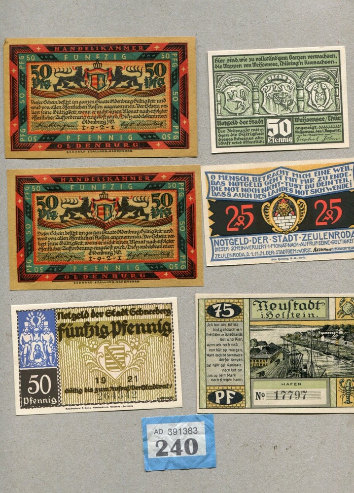 10 German Districts 1920s Banknotes