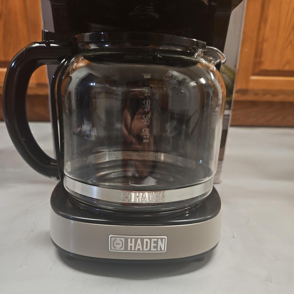 Haden Coffee Machine 12 Cup Programmable Drip CoffeeMaker Putty/Chrome(Open Box)