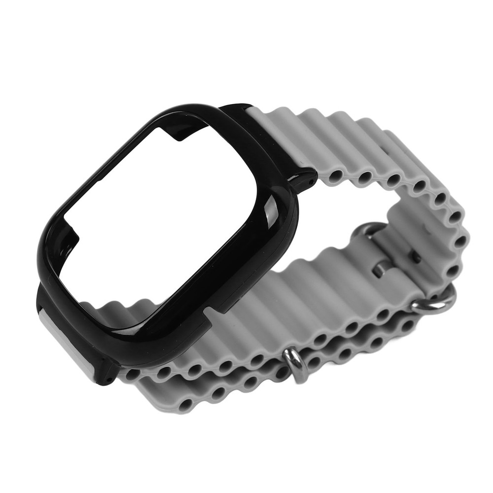 Watch Silicone Strap With Built In PC Case Adjustable Wristband (Gray )