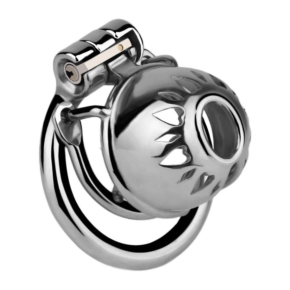 Metal Chastity Device for Men Ventilated Designed Cage with Lockable Ring SM