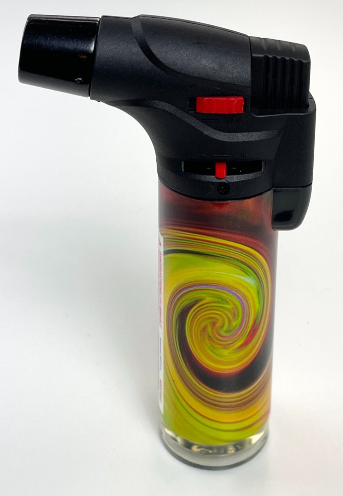 12 Pack Jumbo 4" Single Jet Flame Torch Gun Lighter Refillable Lockable Swirl
