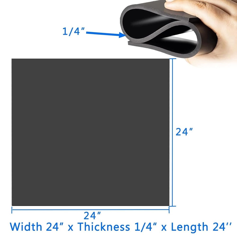 Solid Rubber Strips Rolls, 24" Wide x 1/4" Thick x 24" Long Neoprene Rubber S...