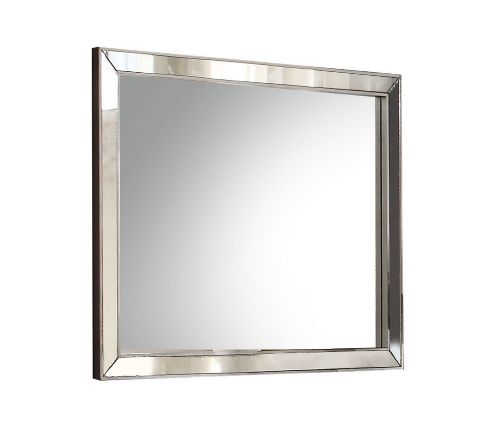28x32 Inch Frameless Wall Mirror, Modern Wood Composite Frame Mirror