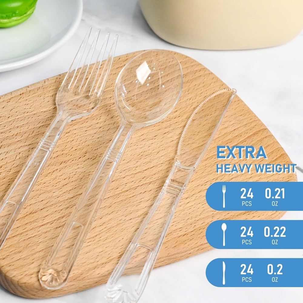 EcoDispose 72 Pcs Extra Heavy Duty Plastic Silverware Set, Disposable Utensil...