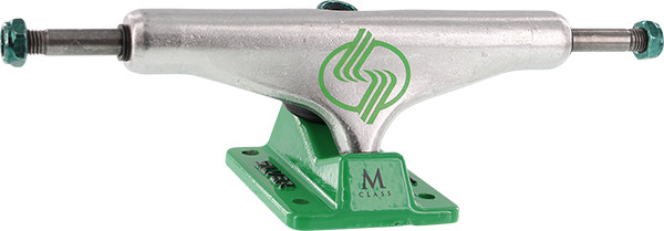 SILVER M-HOLLOW 8.0 POLISHED/GREEN TRUCKS SET