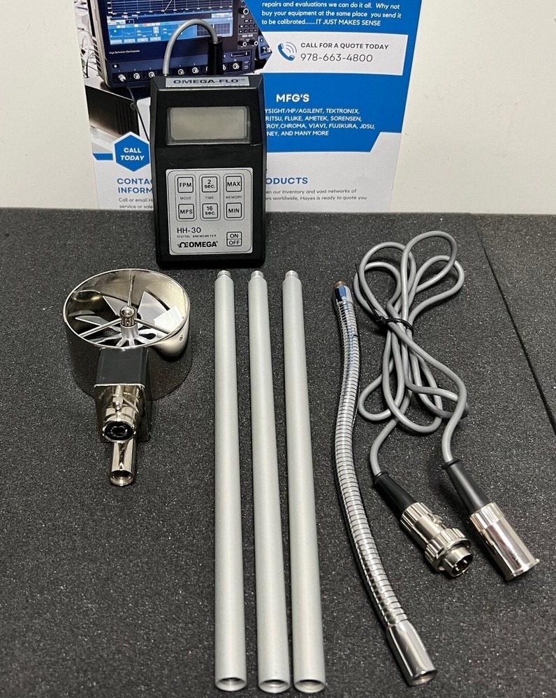OMEGA Engineering HH-30 Handheld Digital Rotating Vane Anemometer, Complete!!