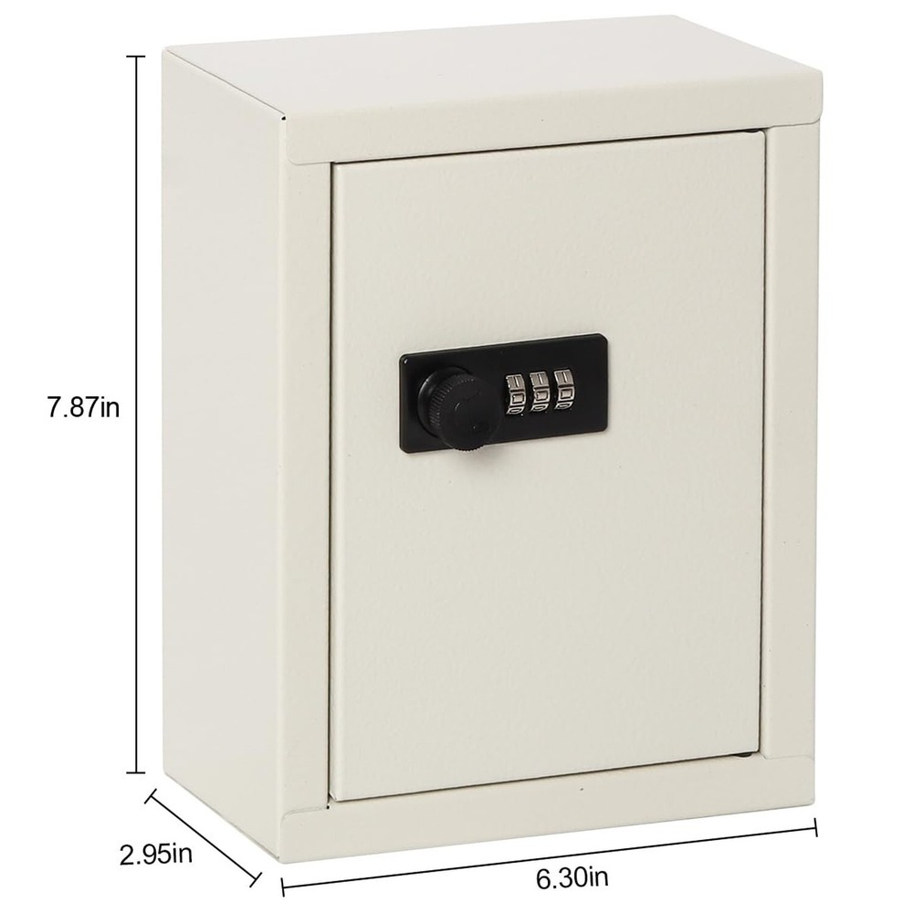 Security Metal Key Box with 20 Hooks, Medium Adjustable Wall Mount Combinatio...