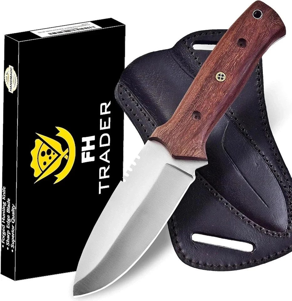 Fixed Blade Hunting Knife – 9.6" Forged Stainless Tracker Razor Sharp w/ Sheath