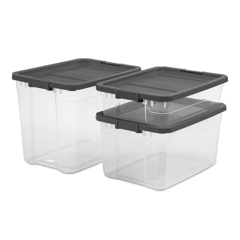 Durable Stackable Storage Bins W/ Lids 40 Quart 2 Pack Heavy Duty Clear Plastic
