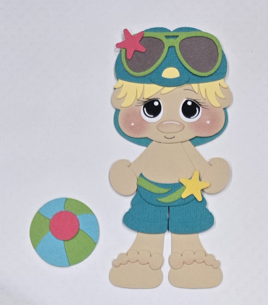 Beach Treasure Boy Blonde Hair. Scrapbook, Card Making Paper Piecing
