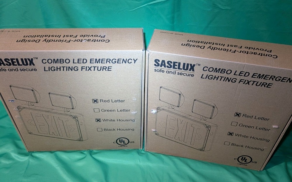 Saselux Red Exit Signs With Lights, Double Sided, 90 Min Battery Backup- 2 Pack!