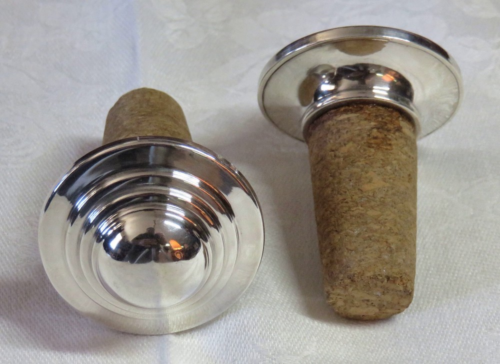 SILVER WINE CORKS / .825 SILVER / SOLD AS PAIR.