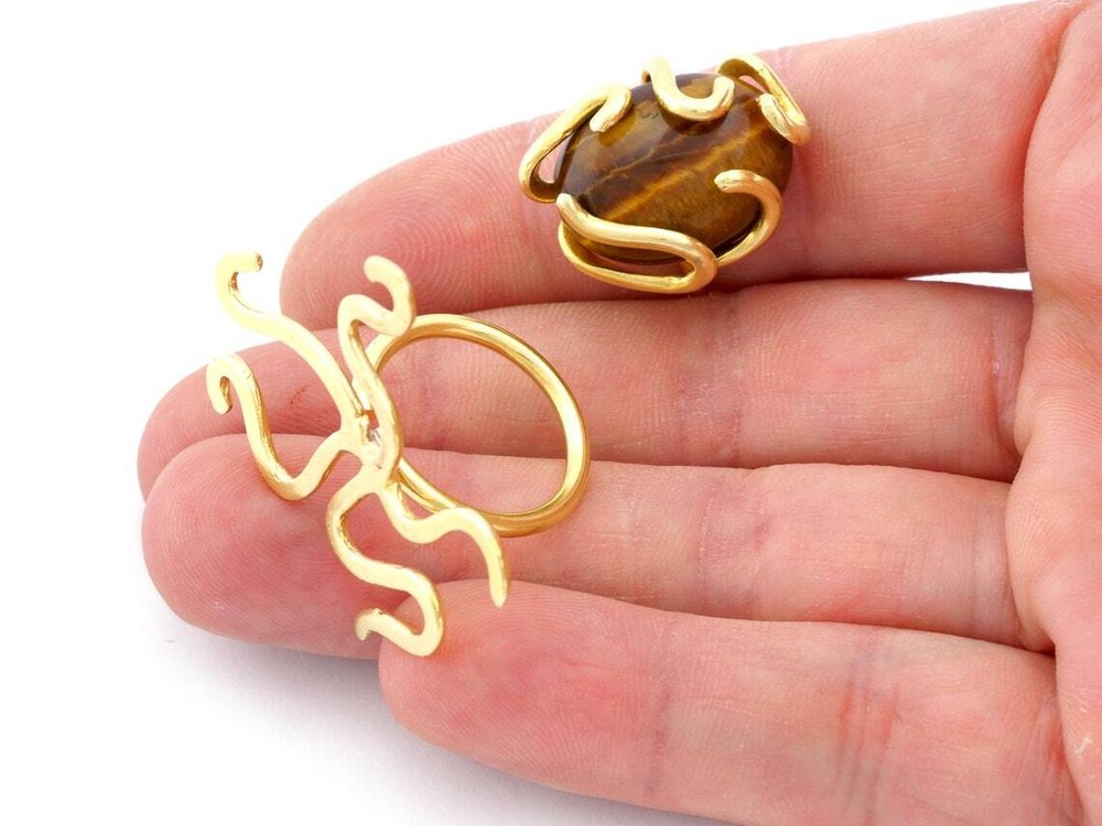 Octopus Stone Tentacle Ring Setting Cabochon Blank Base Adjustable 6-8US 4938