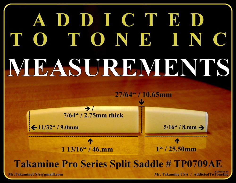 Takamine Pro Series SPLIT SADDLE / Genuine OEM Part / unfinished BONE -TP0709AE