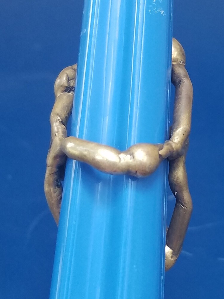 Vintage Artisan Solid Brass Ring. Child Hugging Finger Design. Sz 6 Unique item