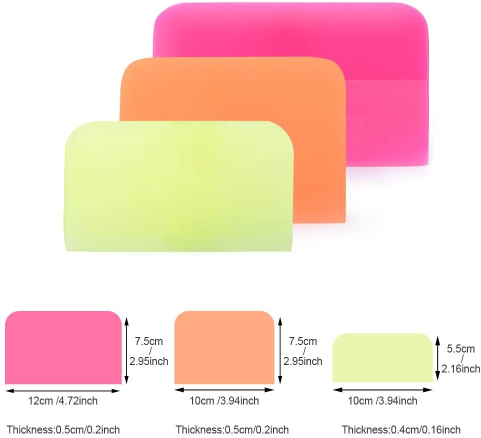 3Pc Soft Silicone Rubber Squeegees For PPF And Tint Installations