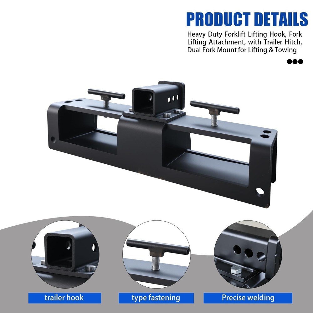 New 丨 10 Ton Forklift Lifting Hook Dual Fork Mounted Hitch Attachment