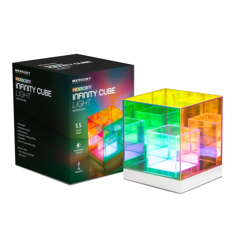 Merkury Innovations Infinity Cube Night Light - Iridescent Effect