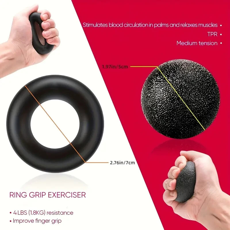 5pc Hand Grip Strengthener Forearm Workout Kit, Adjustable Grip Strength Trainer