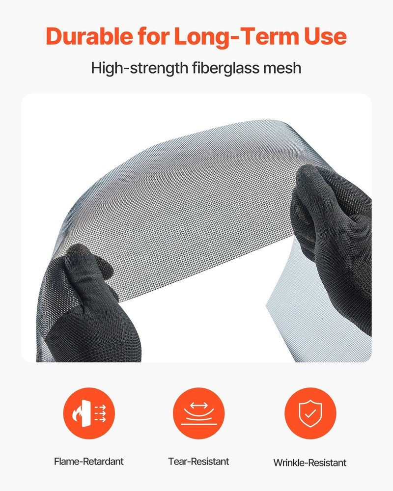 100ft x 96in Window Screen Mesh Replacement Roll - DIY Adjustable Frame