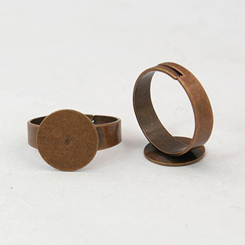 Ring Blanks Antiqued Copper Settings Adjustable Shanks Glue On Pad 4pcs