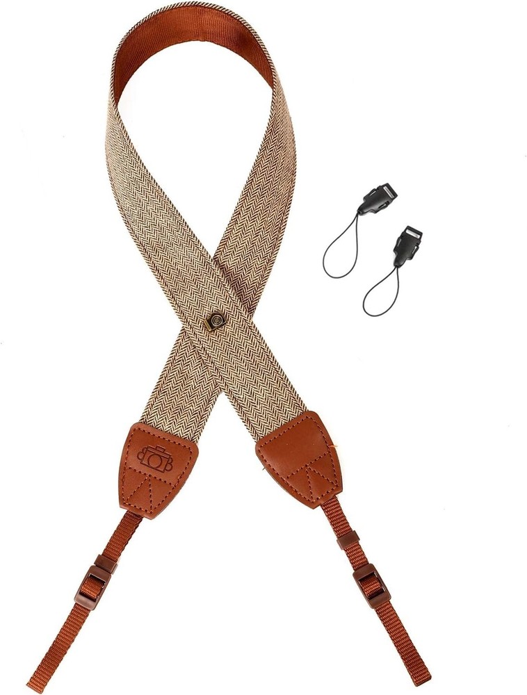Camera Strap Brown Canvas Neck Shoulder Strap with Quick Release Buckles for ...