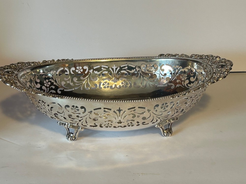 Antique Gorham Sterling Silver Pierced Oval Footed Bowl 466 Grams