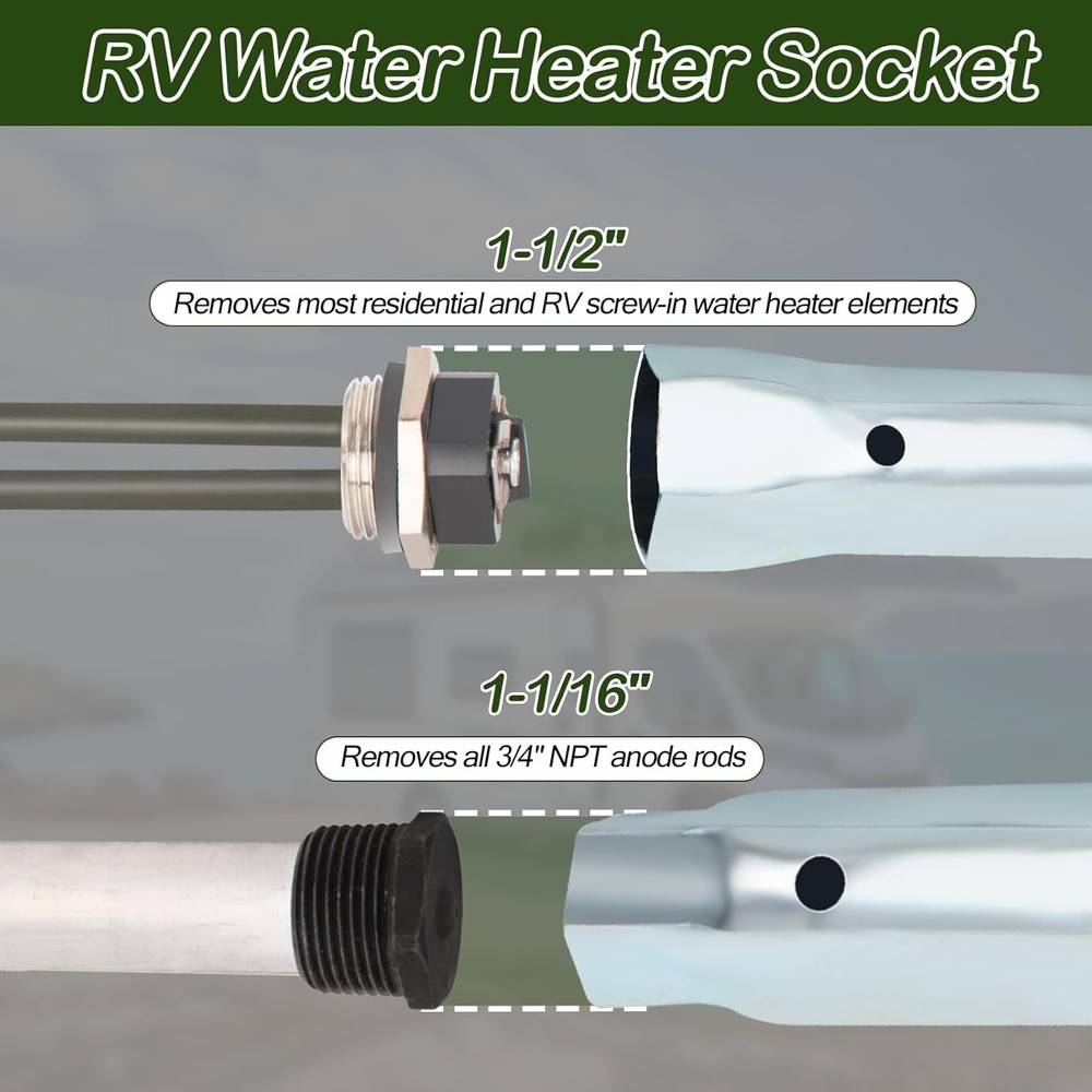 520900 RV Water Heater Element Replacement Suburban SW10DE SW6DE Silver