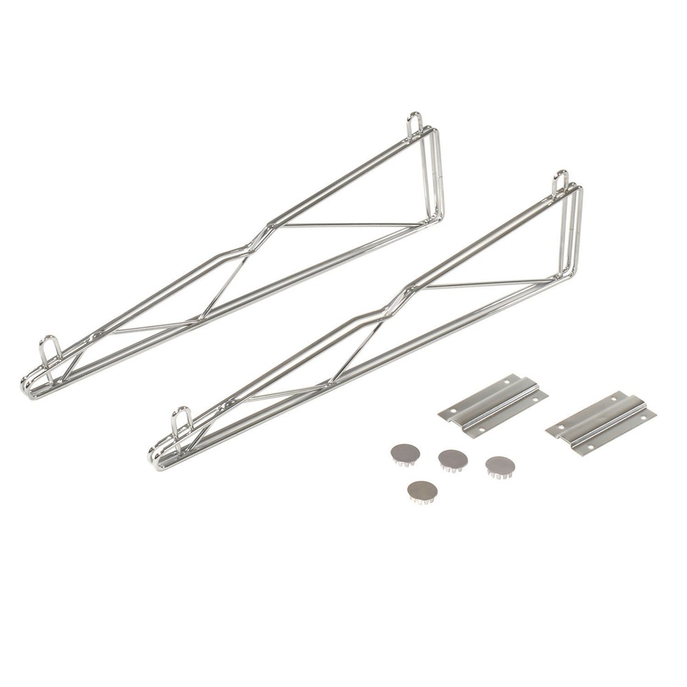 Nexel Silver Epoxy Single Arm Shelf Bracket (Pair) 14"