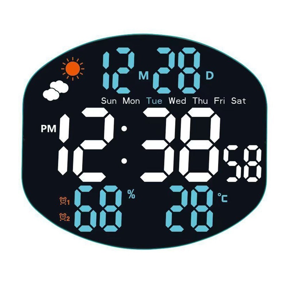 LED Wall Clock with Adjustable Brightness and Weather Display Features