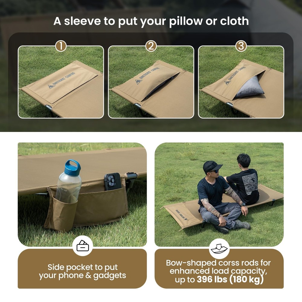 SUPRAGRIS Camping Cot, Support Up to 400lbs, Lightweight Comfortable Folding ...
