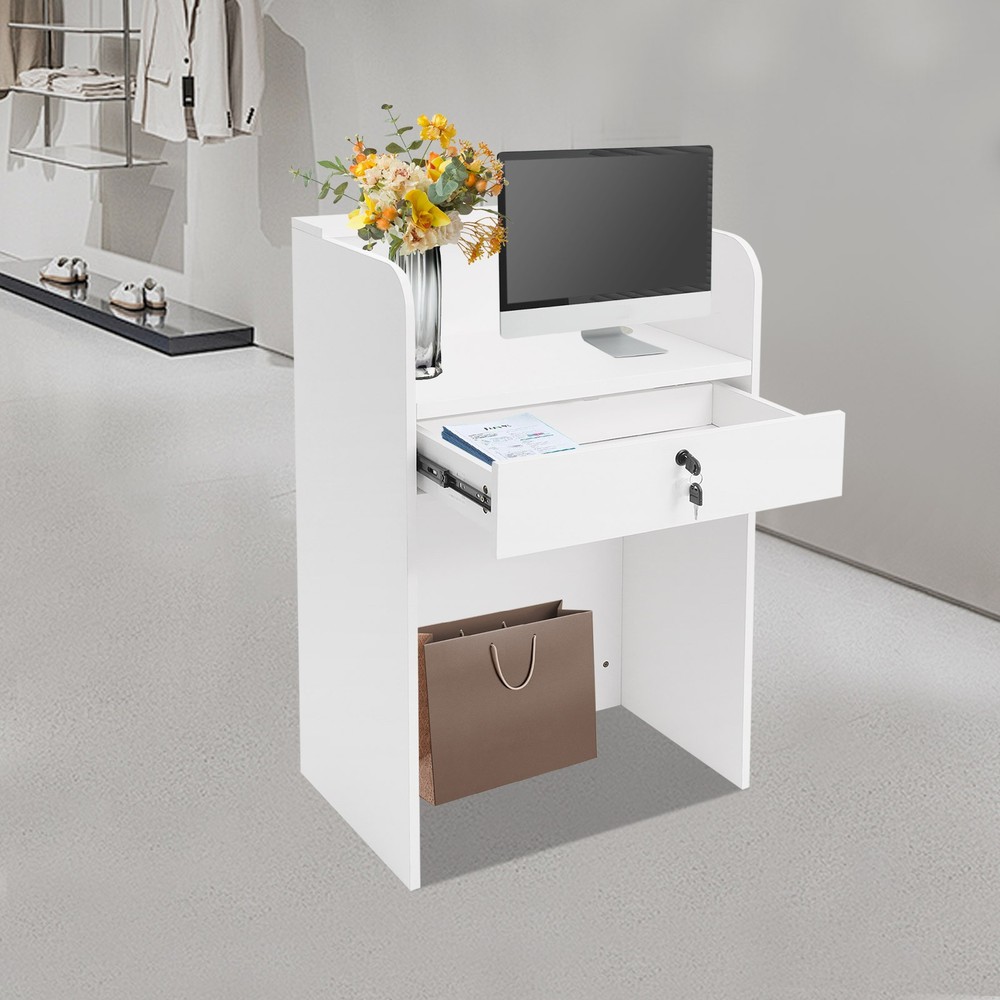 Modern Reception Desk For Checkout Reception Counter With A Lockable Drawer