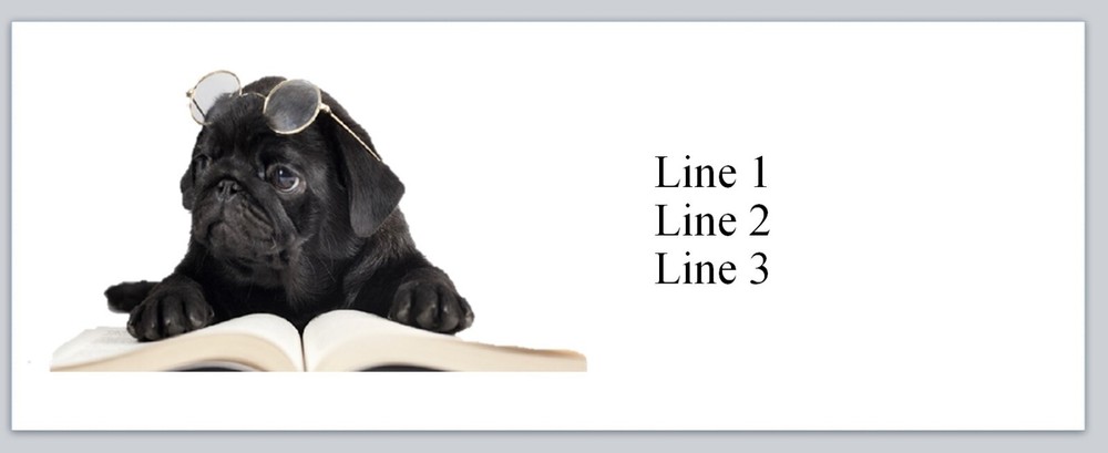 Personalized Address labels Pug Dog with Glasses  ( p 837)