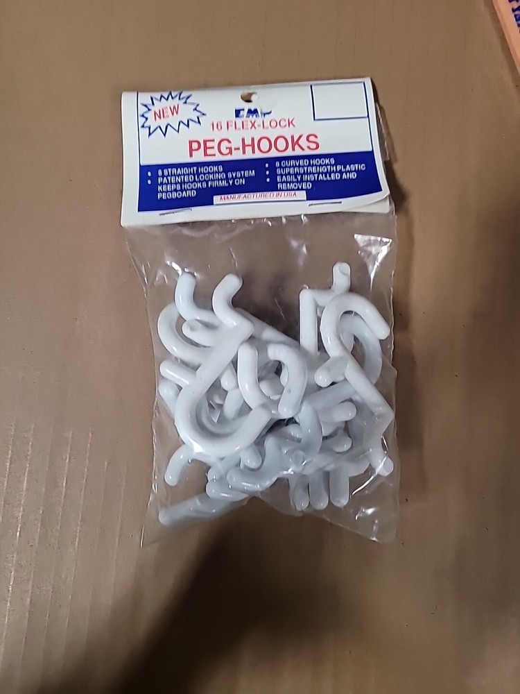 Locking Pegboard Hooks Flex Lock J Style Peg Board Tool Packs of 16