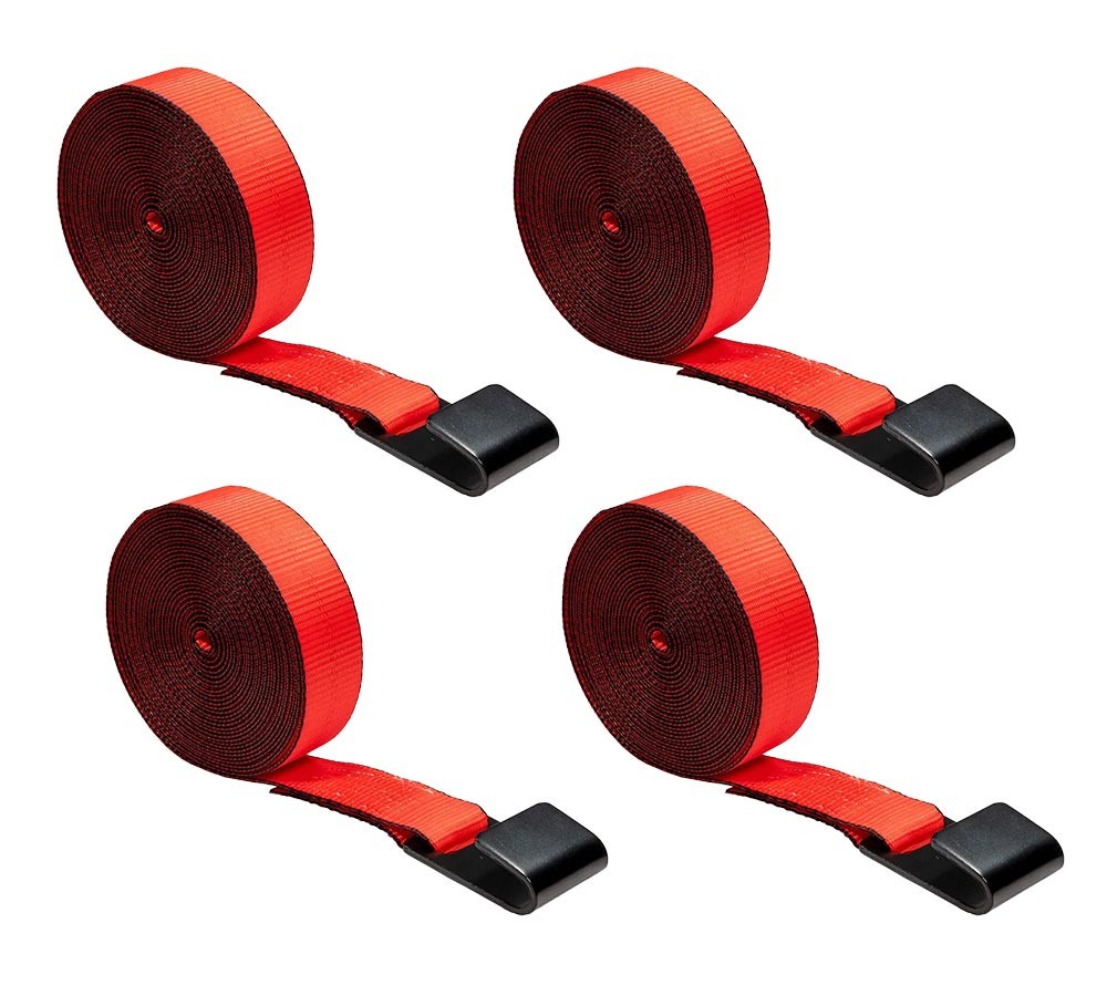 4Pcs 2"x30' Heavy Duty Red Winch Straps Tie Down w/Flat Hook WLL# 3,333 lbs