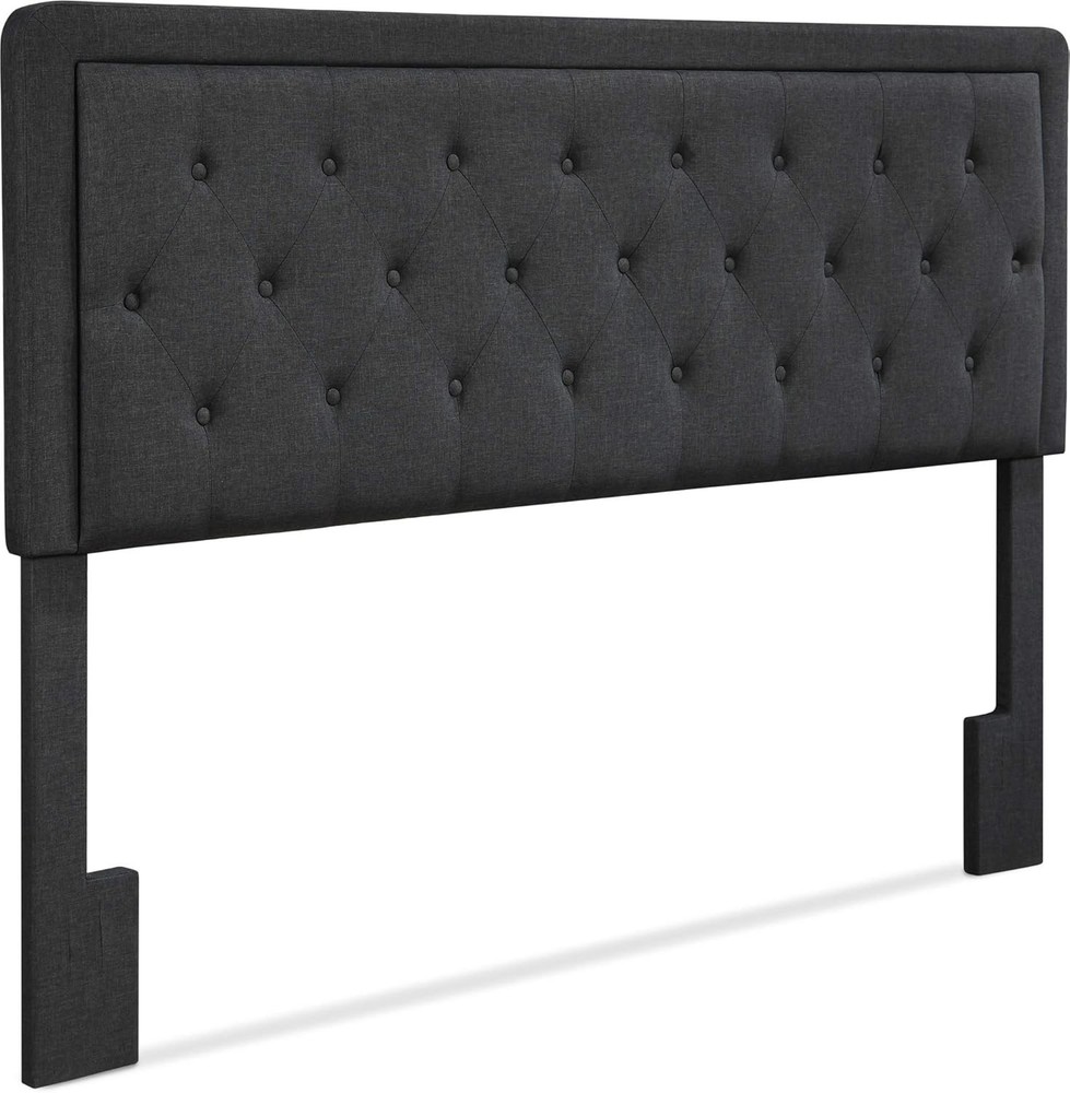 Charcoal Grey King Size Tufted Headboard with Adjustable Height and Soft Fabric